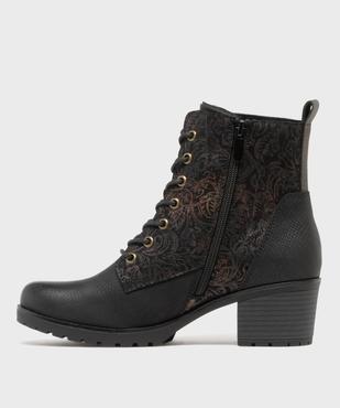 Bottines à talon à doublure chaude, zip et lacets femme vue3 - EMILIA ROSA - GEMO