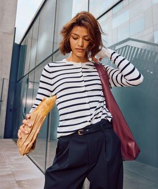 Gile trayé en maille fluide et douce femme vue4 - GEMO 4G FEMME - GEMO