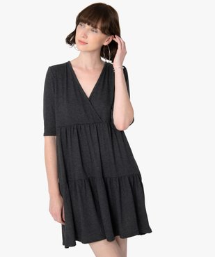 Robe femme en maille à volants et manches courtes vue5 - GEMO(FEMME PAP) - GEMO
