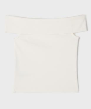 Tee-shirt à col bardot en maille côtelée fille vue3 - GEMO (JUNIOR) - GEMO