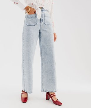 Jean wide leg en coton à poches plaquées femme vue1 - GEMO 4G FEMME - GEMO
