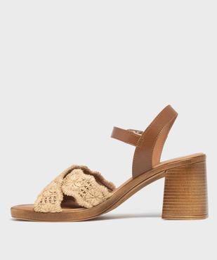 Sandales à talon haut et brides croisées en raphia femme vue3 - FOLLOW ME - GEMO