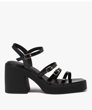 Sandales femme à talon flare dessus uni vernis vue1 - GEMO(URBAIN) - GEMO