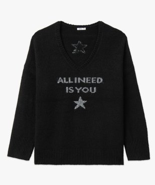Pull grosse maille avec message fantaisie pailleté femme grande taille vue4 - GEMO (G TAILLE) - GEMO