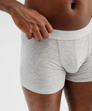 Boxers en coton stretch uni et rayé homme (lot de 2) vue2 - GEMO 4G HOMME - GEMO