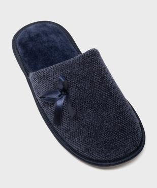 Chaussons mules en velours texturé avec petit noeud femme vue5 - GEMO(HOMWR FEM) - GEMO