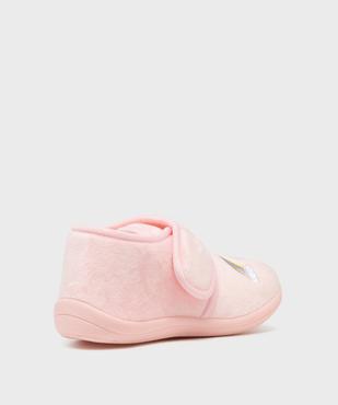Chaussons en velours à scratch moelleux imprimé arc-en-ciel fille vue4 - GEMO (ENFANT) - GEMO