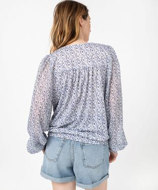 Blouse imprimée manches longues en voile femme vue3 - GEMO(FEMME PAP) - GEMO