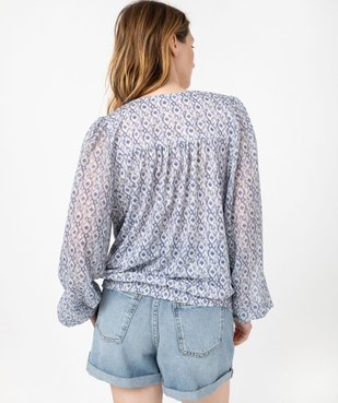Blouse imprimée manches longues en voile femme vue3 - GEMO(FEMME PAP) - GEMO