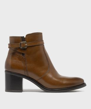 Boots en cuir à talon haut et large femme - Tanéo vue2 - TANEO - GEMO