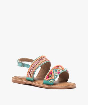 Sandales fille intérieur cuir ornées de perles vue2 - GEMO (ENFANT) - GEMO