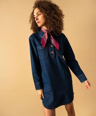 Robe en jean manches longues col chemise femme vue2 - GEMO 4G FEMME - GEMO