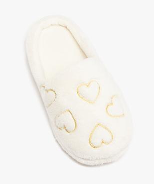 Chaussons fille mules en dessus peluche brodées coeur vue5 - GEMO (ENFANT) - GEMO