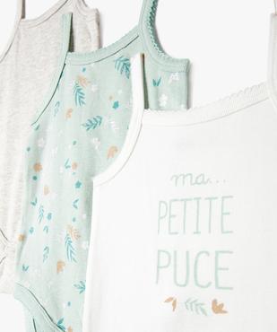 Body bébé à bretelles et motifs 100% coton biologique (lot de 3) vue2 - GEMO 4G BEBE - GEMO