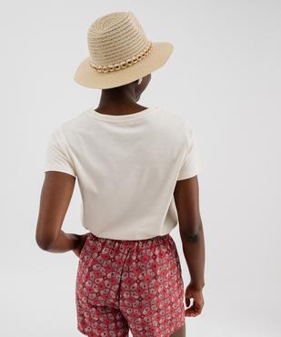 Tee-shirt manches courtes avec broderie sur le buste femme vue3 - GEMO(FEMME PAP) - GEMO