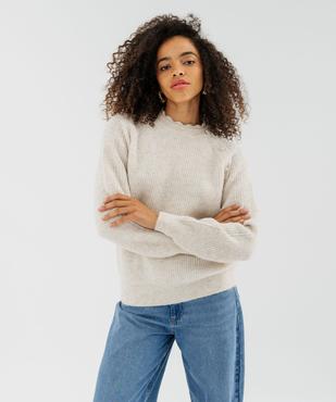 Pull col rond festonné femme vue1 - GEMO 4G FEMME - GEMO