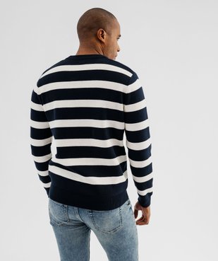  Pull rayé en coton homme vue3 - GEMO 4G HOMME - GEMO