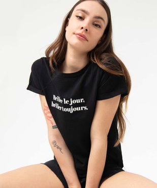 Tee-shirt femme à manches courtes avec message vue6 - GEMO(FEMME PAP) - GEMO