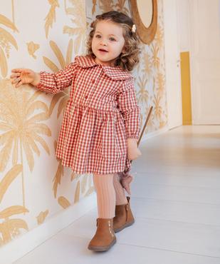 Robe manches longues en coton à carreaux vichy bébé fille vue5 - GEMO(BEBE DEBT) - GEMO