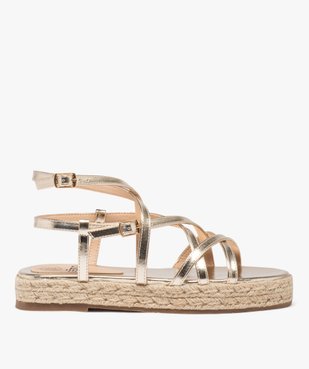 Sandales femme à semelle corde épaisse et multiples brides métallisées vue2 - GEMO (CASUAL) - GEMO