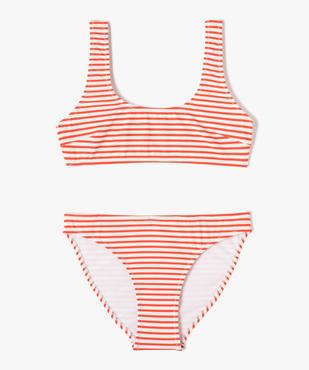 Maillot de bain fille 2 pièces rayé avec haut brassière vue1 - GEMO (JUNIOR) - GEMO
