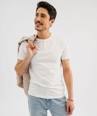Tee-shirt manches courtes col tunisien homme vue1 - GEMO (HOMME) - GEMO