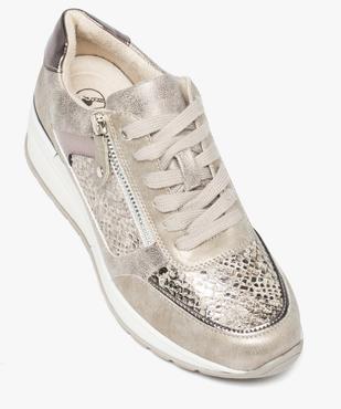Baskets femme compensées imitation croco à zip vue5 - GEMO (SPORTSWR) - GEMO