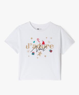 Tee-shirt à manches courtes coupe large spécial Noël fille vue1 - GEMO 4G FILLE - GEMO