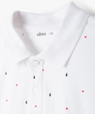 Polo garçon à manches courtes et micro-motifs vue2 - GEMO (JUNIOR) - GEMO