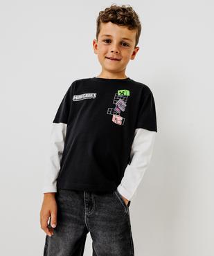 Tee-shirt manches longues effet 2 en 1 garçon - Minecraft vue4 - MINECRAFT - GEMO