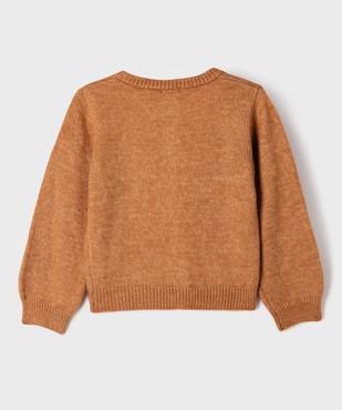 Gilet en maille chinée et brodée de fleurs fille - LuluCastagnette vue3 - LULUCASTAGNETTE - GEMO