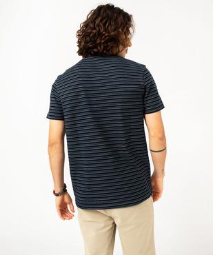 Tee-shirt à manches courtes en maille texturée à rayures homme vue3 - GEMO