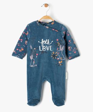 Pyjama bébé pont-dos en velours à motif lapins - Petit Béguin vue1 - PETIT BEGUIN - GEMO