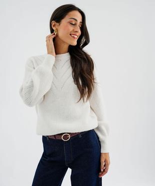 Pull en maille douce et extensible à plastron ajouré femme vue2 - GEMO 4G FEMME - GEMO
