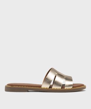 Mules femme plates dessus larges brides unies vue2 - FOLLOW ME - GEMO