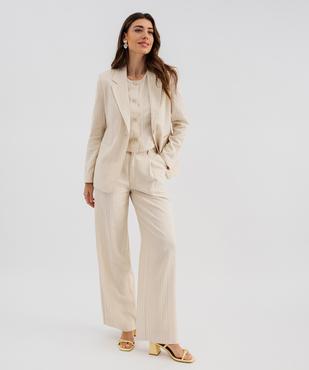 Veste blazer à fines rayures en viscose et lin femme vue6 - GEMO(FEMME PAP) - GEMO