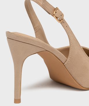 Escarpins slingbacks en suédine à talon aiguille et bout pointu femme - Valentina Baldano vue6 - VALENTINA BALDA - GEMO