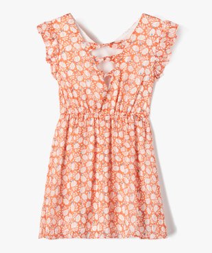 Robe fille sans manches à motifs fleuris et rayures pailletées vue3 - GEMO (ENFANT) - GEMO