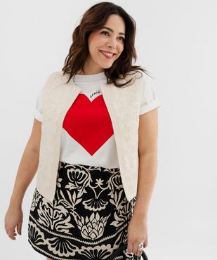 Gilet sans manches avec devant brodé femme grande taille vue2 - GEMO 4G GT - GEMO