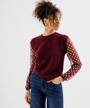 Pull col rond bi-matière femme vue1 - GEMO(FEMME PAP) - GEMO