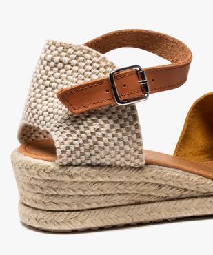 Sandales femme à talon compensé façon espadrilles en cuir vue6 - GEMO (CASUAL) - GEMO