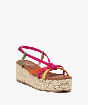 Sandales femme compensées à fines brides multicolores vue3 - GEMO(URBAIN) - GEMO