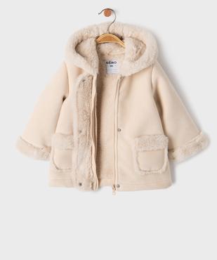 Manteau à capuche en velours doublure chaude bébé fille vue2 - GEMO(BEBE DEBT) - GEMO