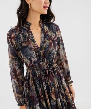 Robe longue en voile à motifs fleuris femme vue2 - GEMO 4G FEMME - GEMO