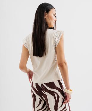 Tee-shirt sans manches avec emmanchures en dentelle femme vue3 - GEMO(FEMME PAP) - GEMO