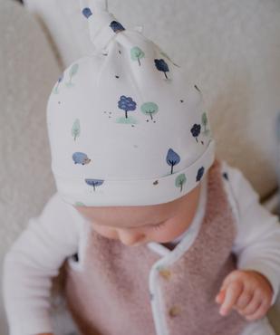 Bonnet de naissance en jersey avec noeud bébé garçon (lot de 2)  vue2 - GEMO 4G BEBE - GEMO
