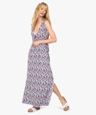 Robe de plage femme imprimée longue et échancrée  vue1 - GEMO (PLAGE) - GEMO