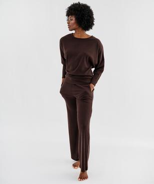 Pantalon de pyjama en maille côtelée extensible à taille élastiquée femme vue4 - GEMO 4G FEMME - GEMO