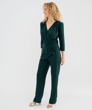 Combinaison pantalon avec décolleté drapé femme vue1 - GEMO(FEMME PAP) - GEMO