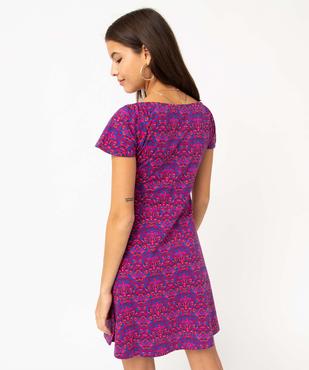 Robe femme imprimée à manches courtes et col modulable vue3 - GEMO(FEMME PAP) - GEMO